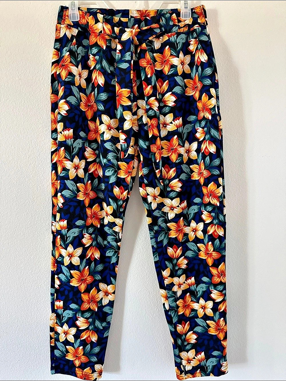 Floral Leggings in Blue & Orange Like New